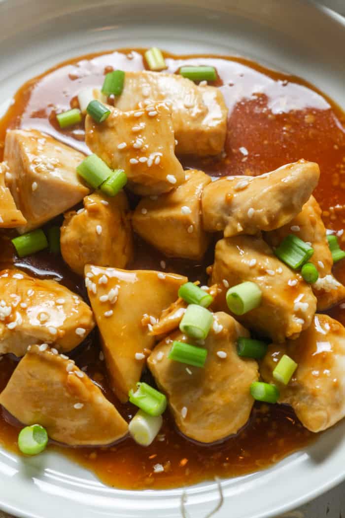 Chinese chicken with garlic sauce.