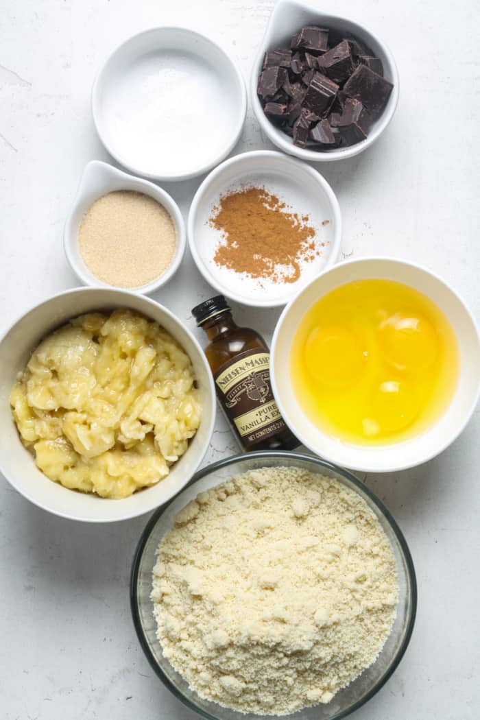 Ingredients for keto banana bread.