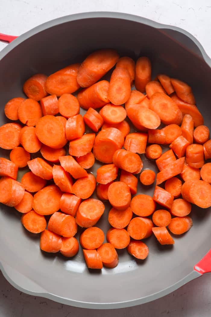 Carrots in skillet.