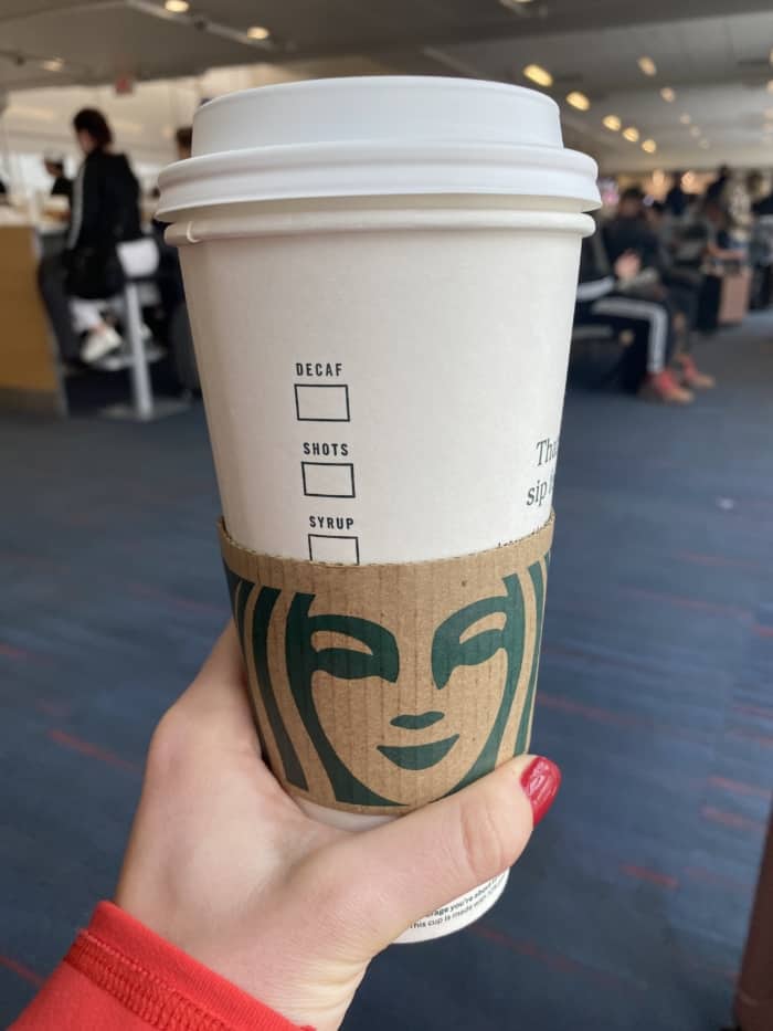 Cup of Starbucks coffee.