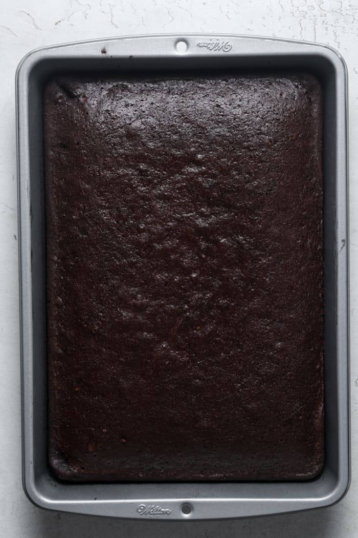 Baked chocolate cake.