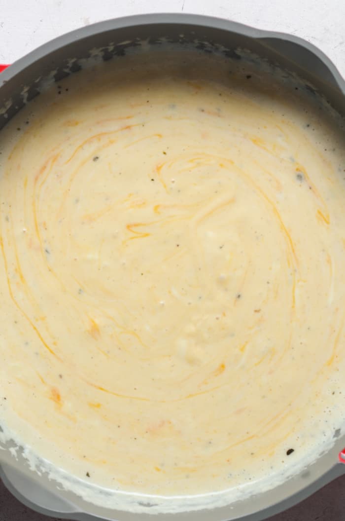Creamy cheesy sauce.