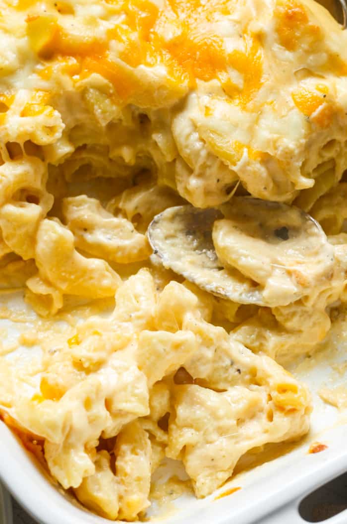 Southern style baked mac and cheese.