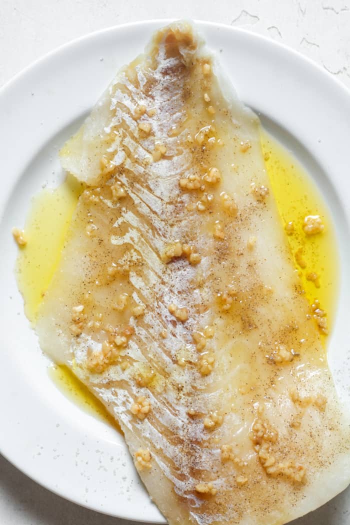 Fish with butter and garlic.