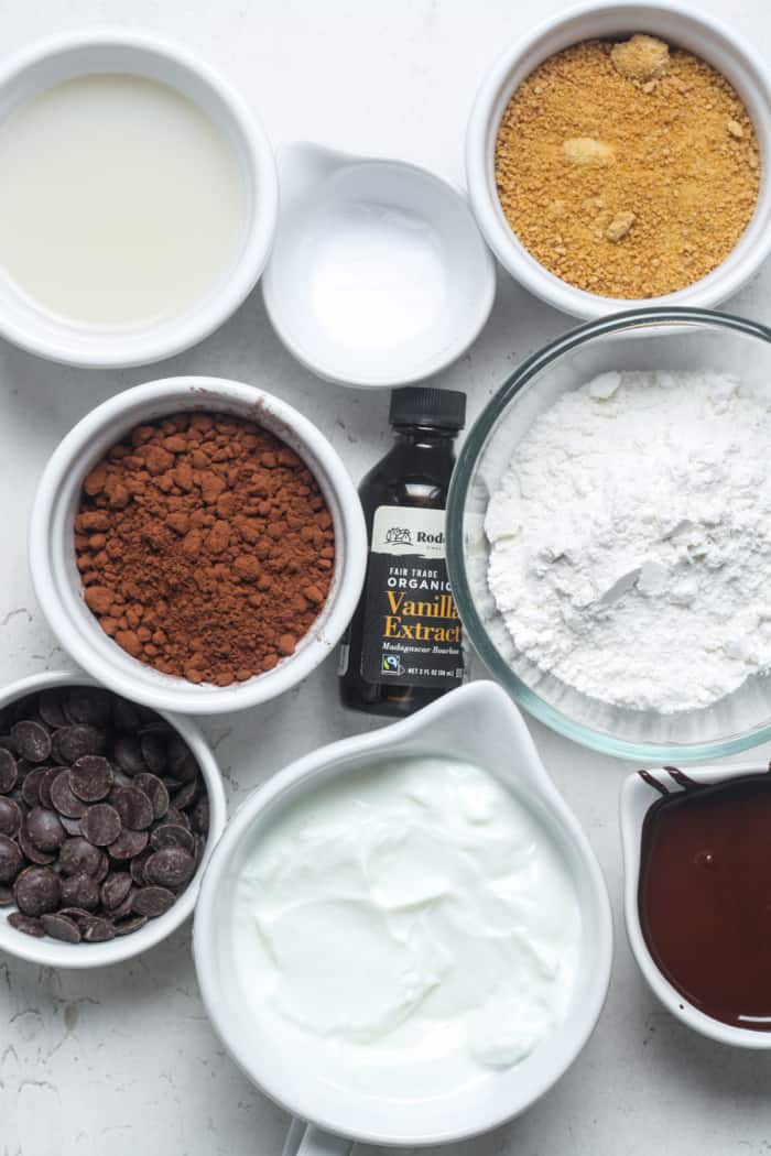 Ingredients for Greek yogurt brownies.