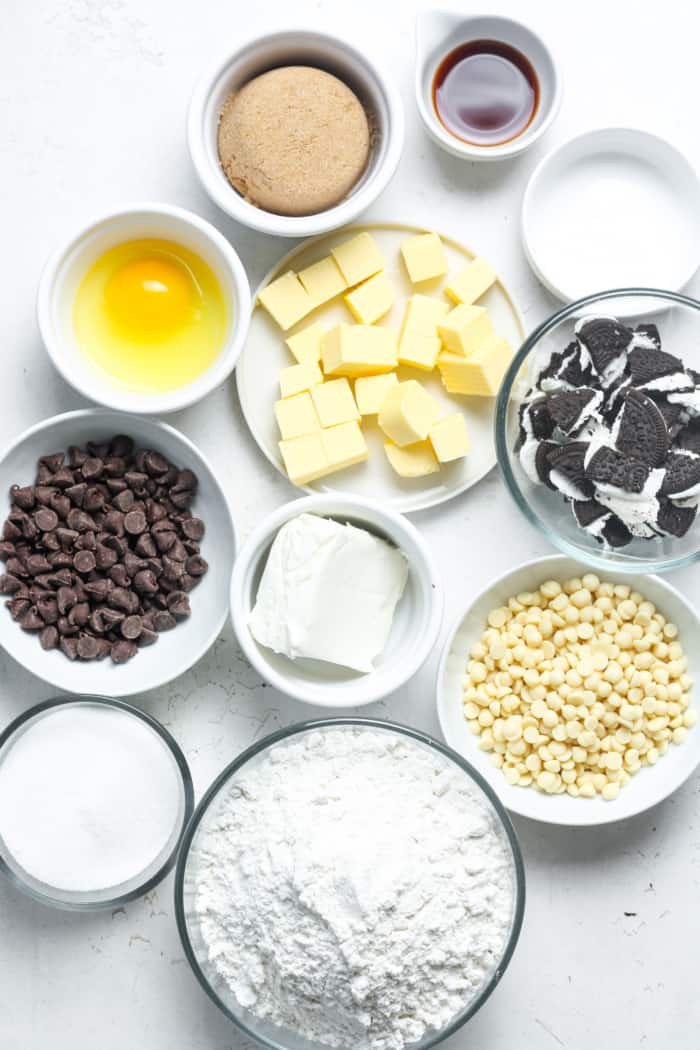 Ingredients for cookies and cream cookies.