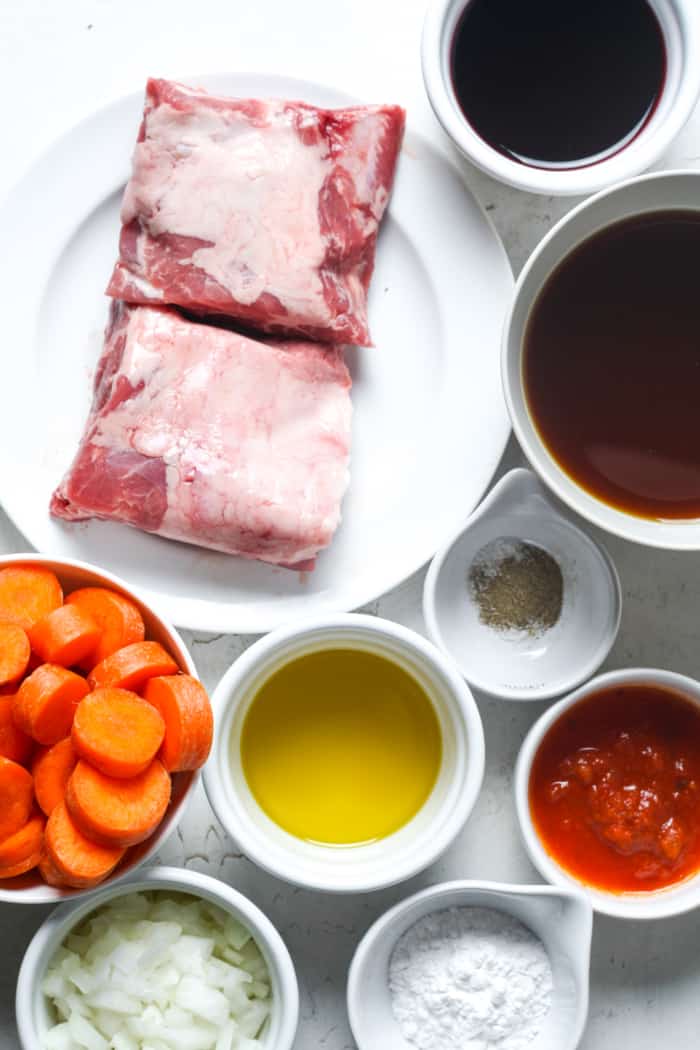 Ingredients for instant pot short ribs.