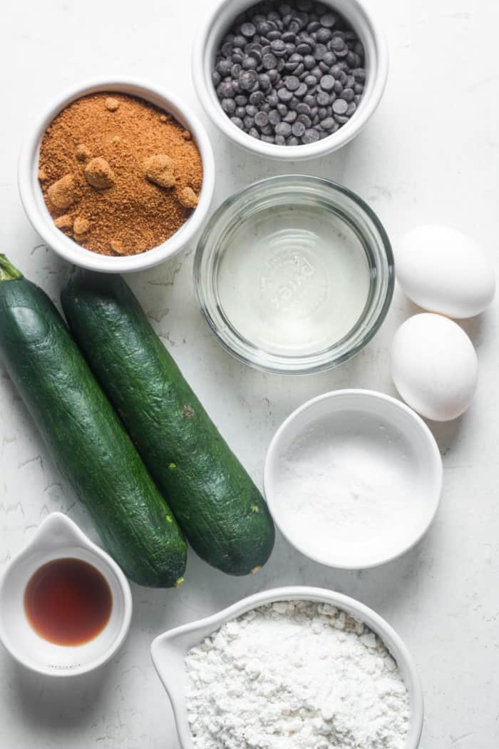 Ingredients for healthy zucchini bread.