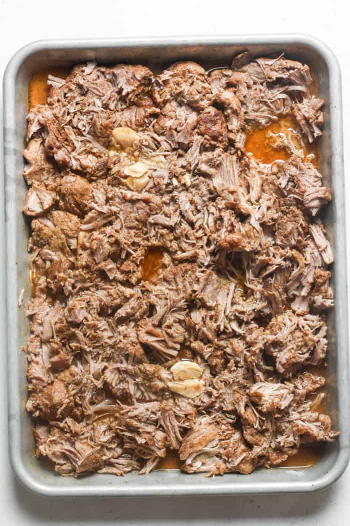 Pulled pork with juice.