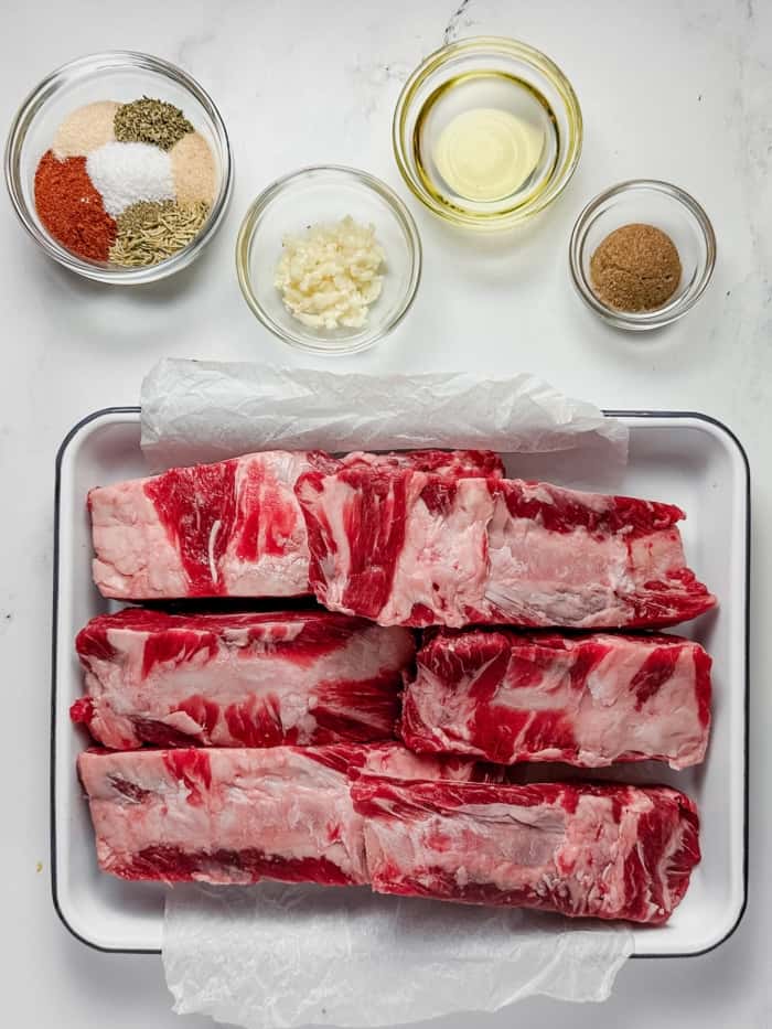 Ingredients for beef back ribs.