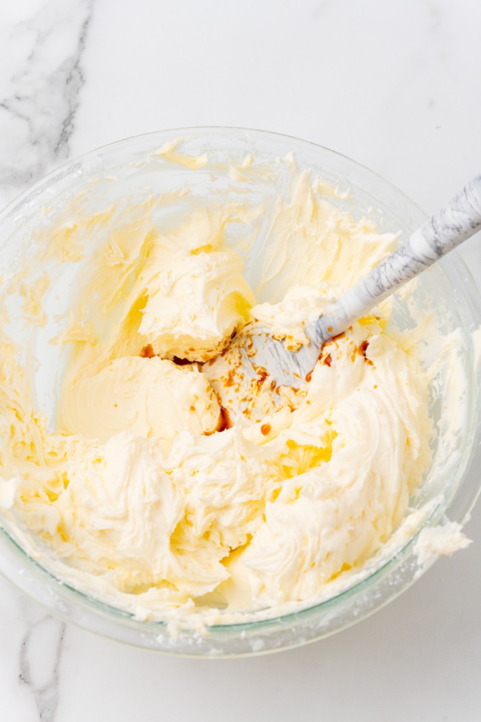 Vanilla buttercream in bowl.