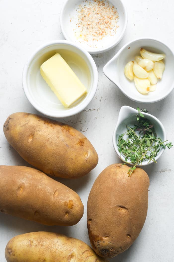 Ingredients for vegan mashed potatoes.