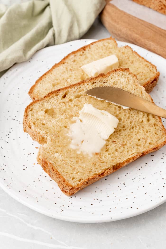 Butter on gluten free bread.