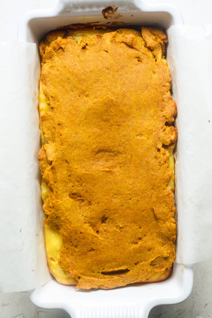 Baked cream cheese pumpkin bread.