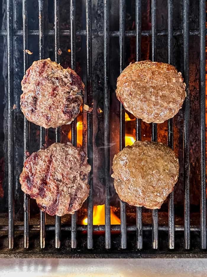 Hamburgers on grill.