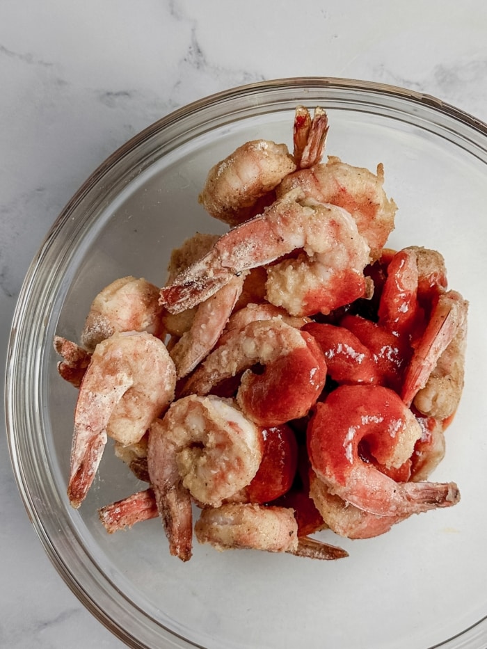 Shrimp with hot sauce.