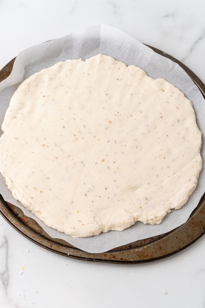 Unbaked pizza crust.