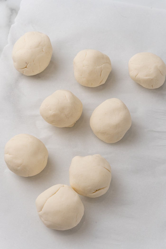 Round dough balls for tortillas.
