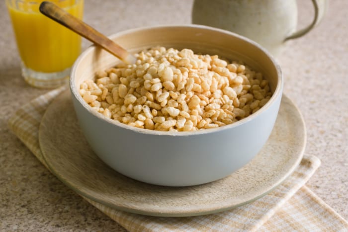 Bowl of rice cereal.