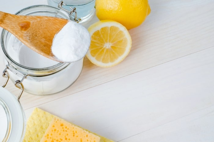 Jar with baking soda.