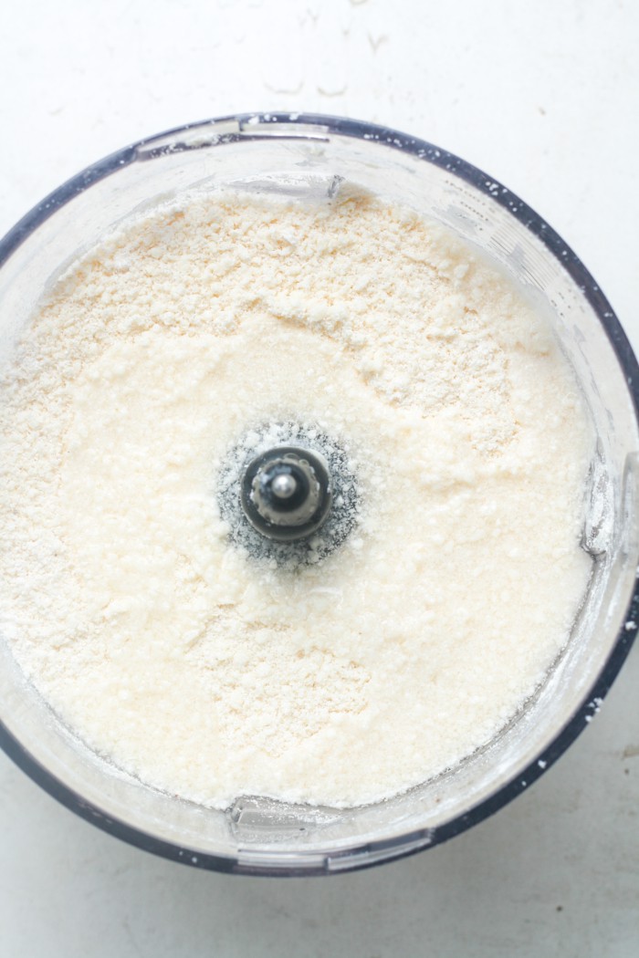 Water and flour in food processor.