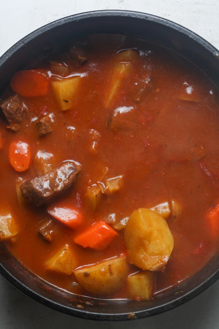 Thick creamy beef stew.