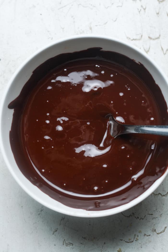 Creamy melted chocolate.