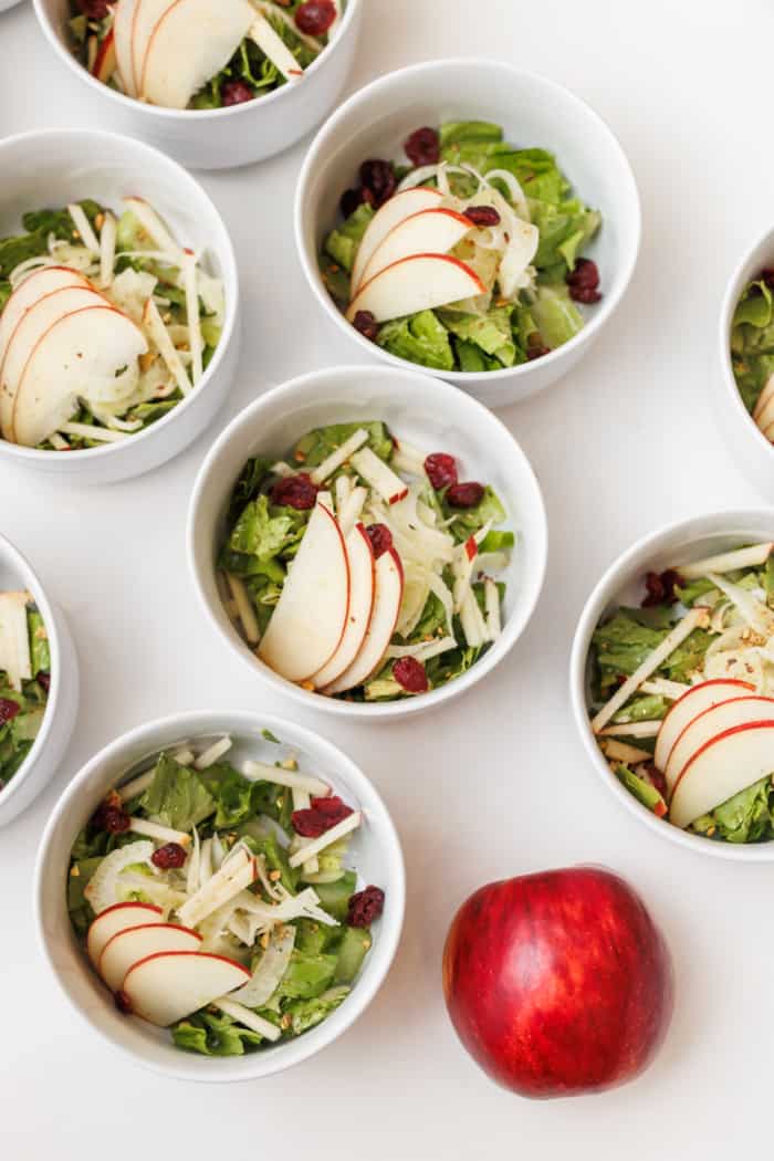 Apple salad in bowls.