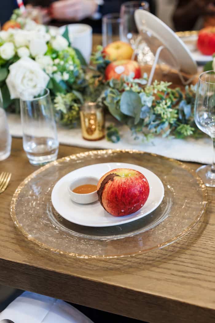 Apple dessert on table.