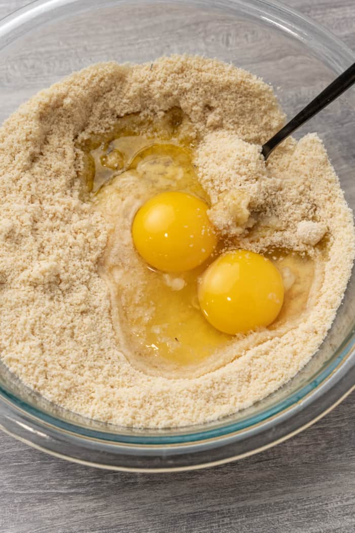 Almond flour with eggs.