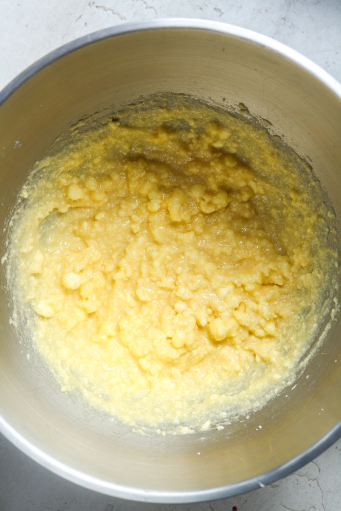 Creamy yellow dough.
