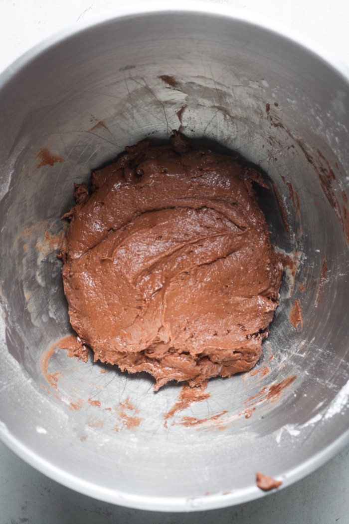Chocolate batter in bowl.