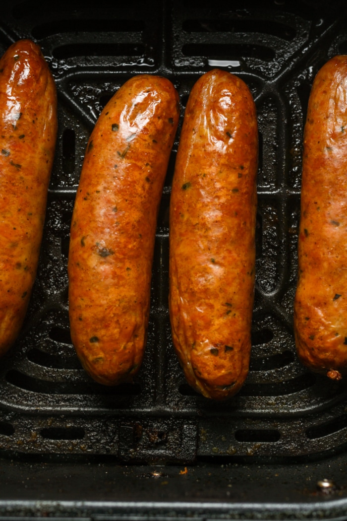 Close up of chicken links.