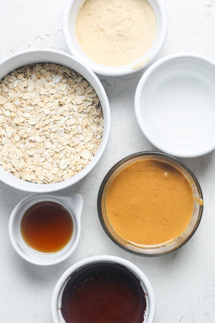 Ingredients for peanut butter protein bars.