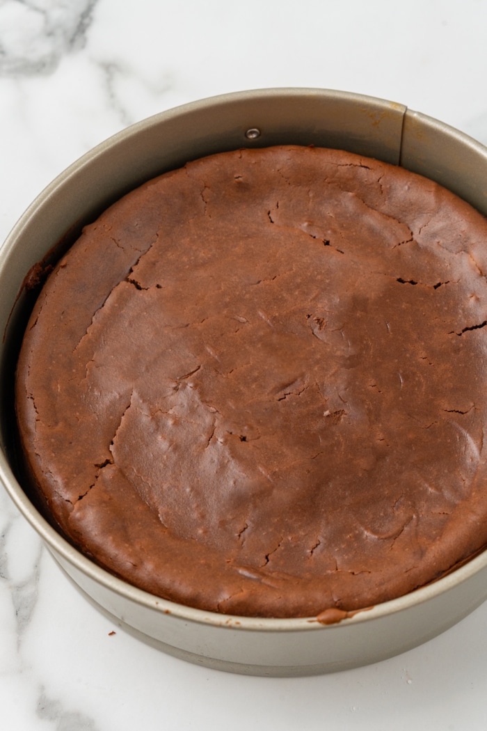 Baked chocolate cheesecake.