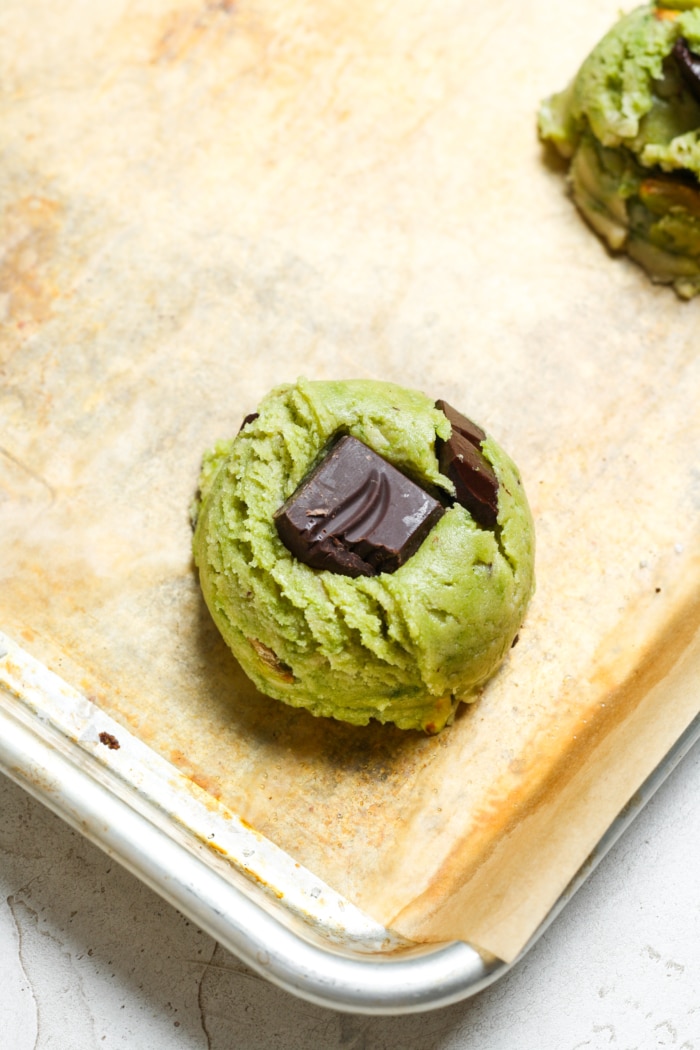 Chocolate chunk green dough.