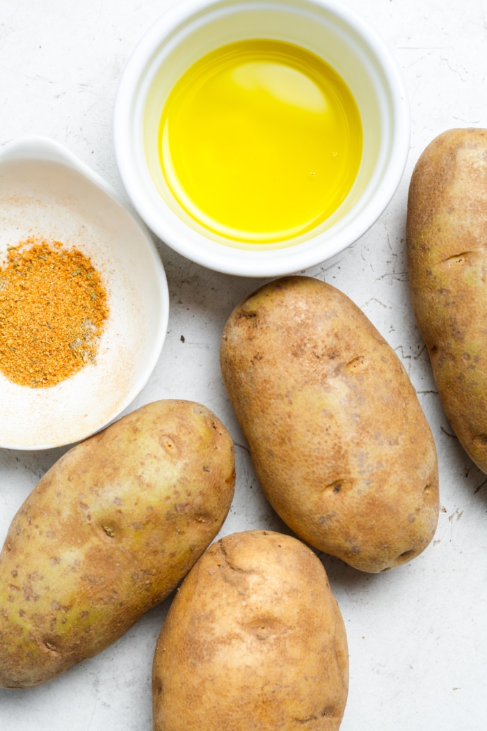 Ingredients for air fryer potato wedges.