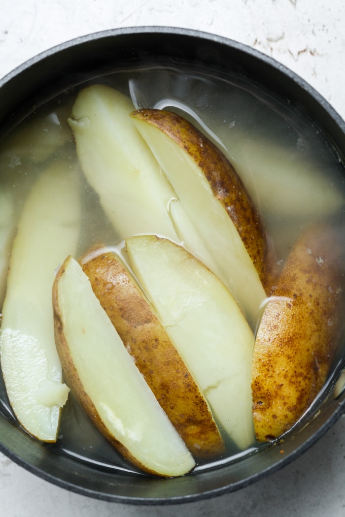 Boiled Russet potatoes.