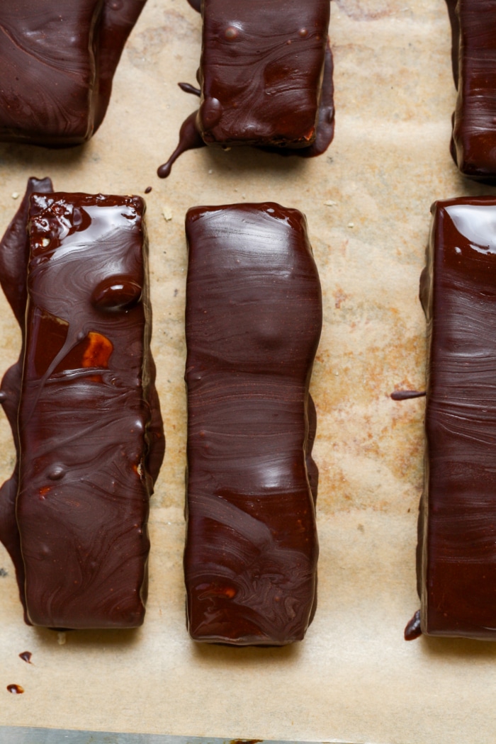 Chocolate coated wafers.