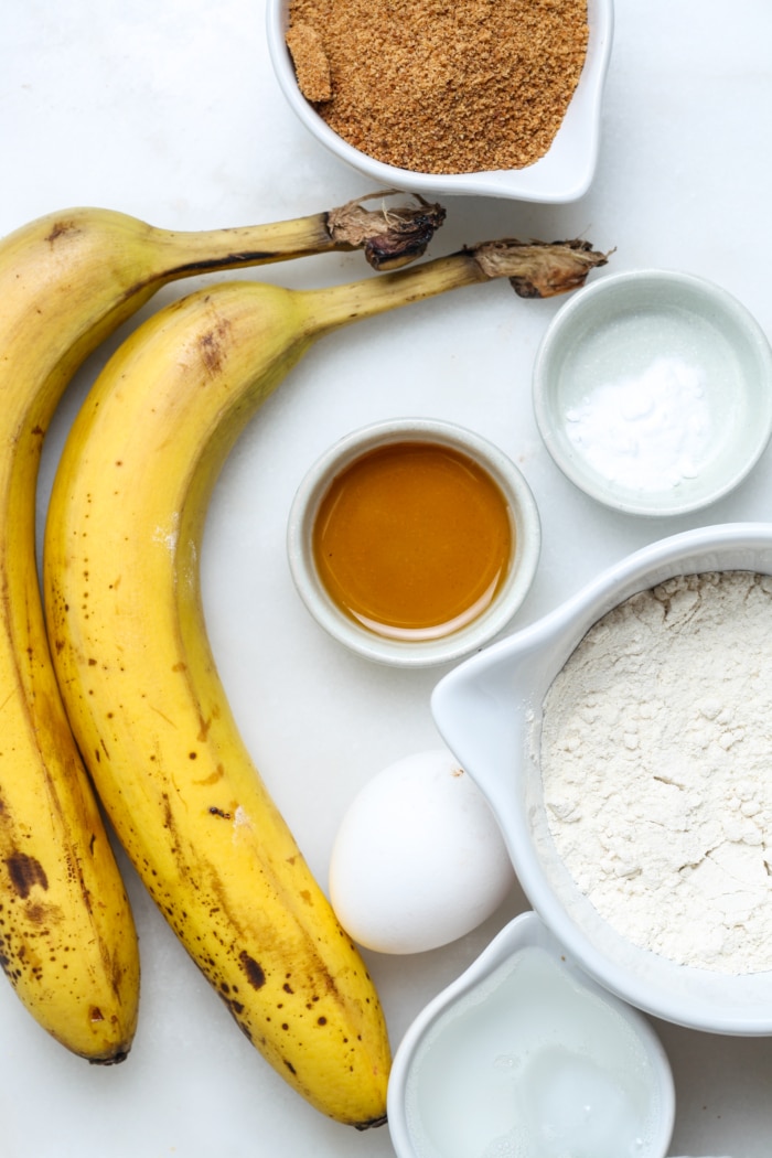 Ingredients for mini banana muffins.