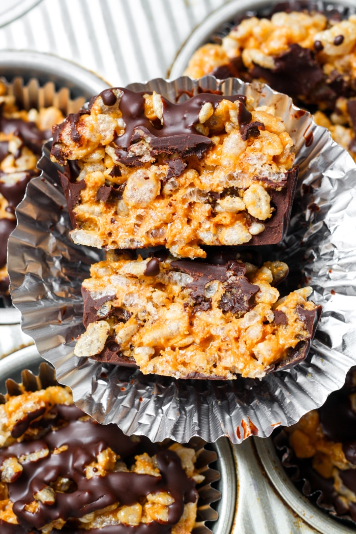 Close up of healthy peanut butter cups.