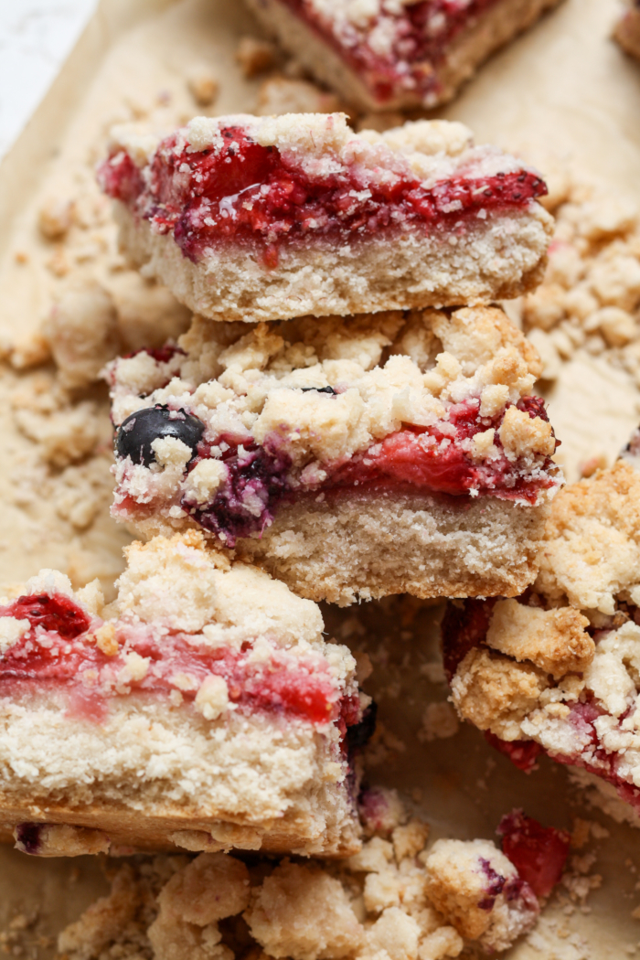 Stack of crumble bars.