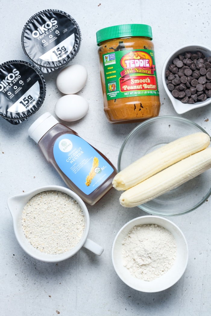 Ingredients for banana bread bars.