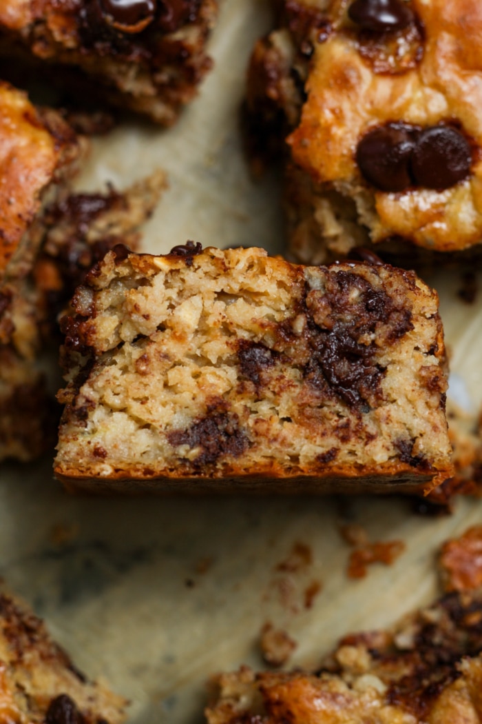 Close up banana bars.