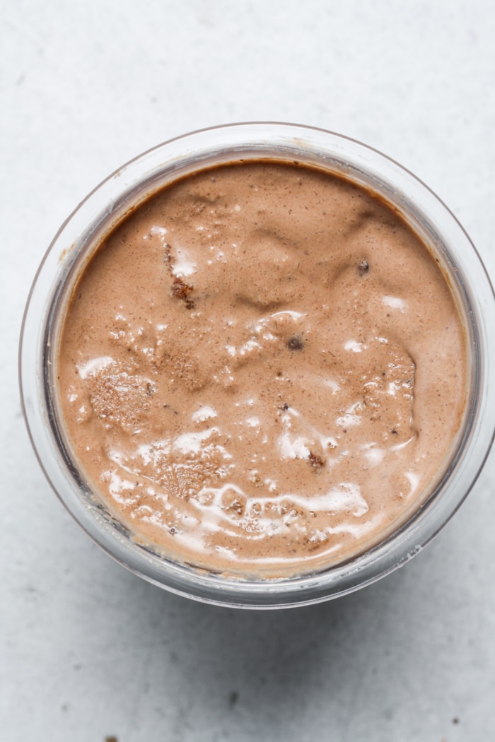 Smooth chocolate ice cream in Ninja Creami.