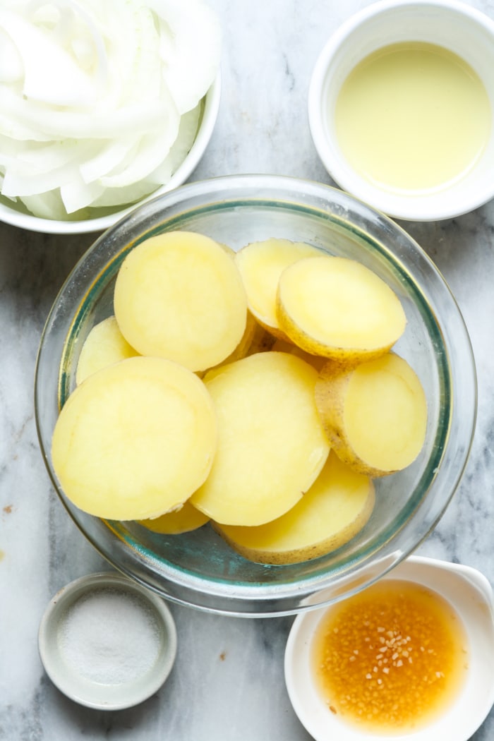 Ingredients for potatoes and onions.