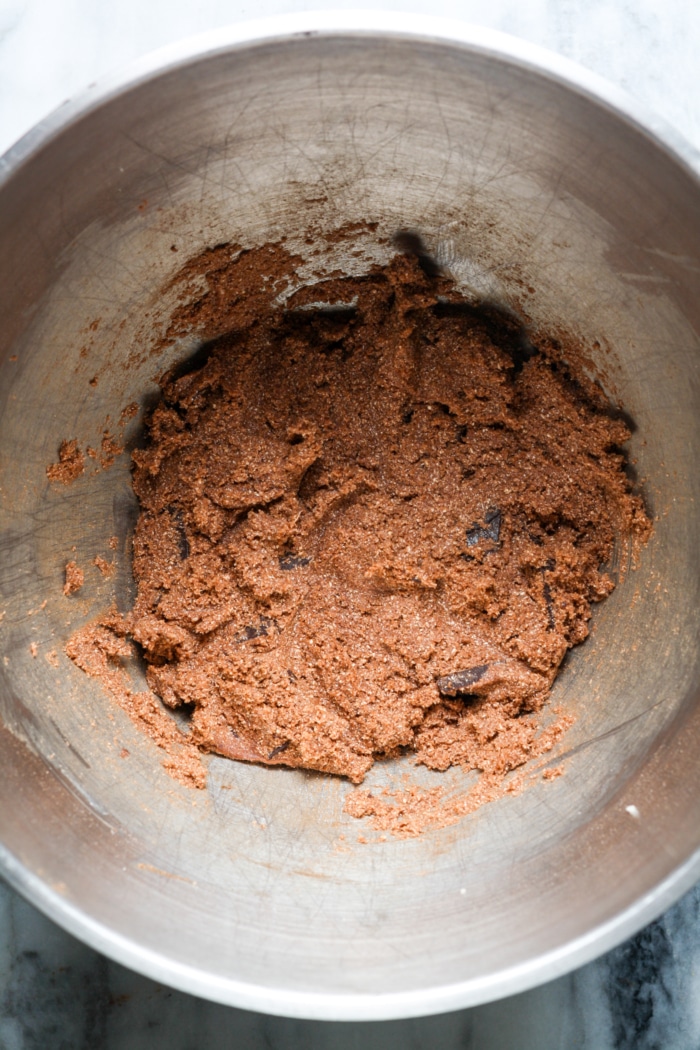 Dark chocolate dough.