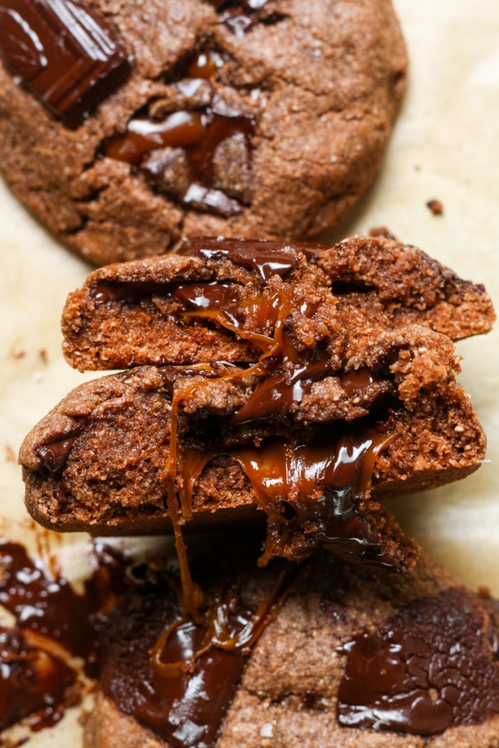 Caramel chocolate dessert.