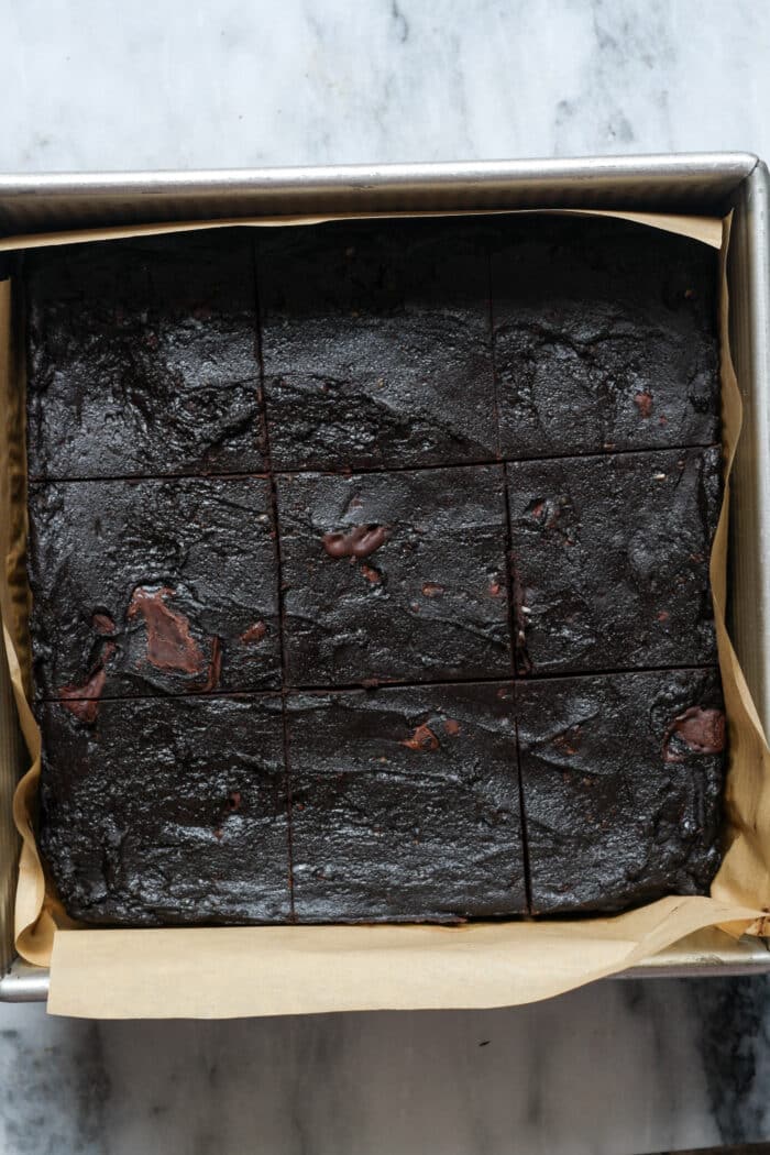 Sliced healthy brownies.