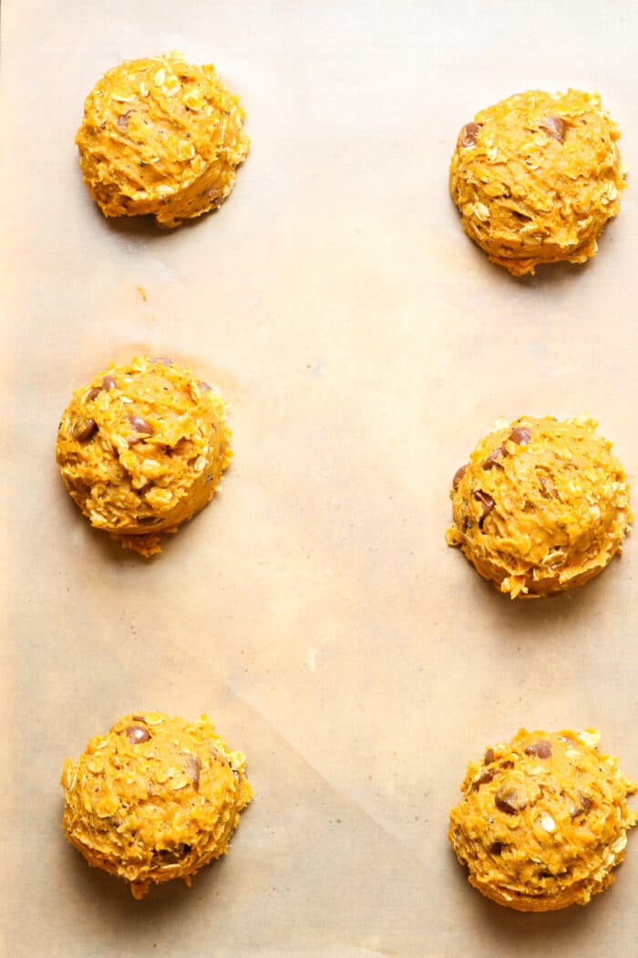 Scoops of orange dough.